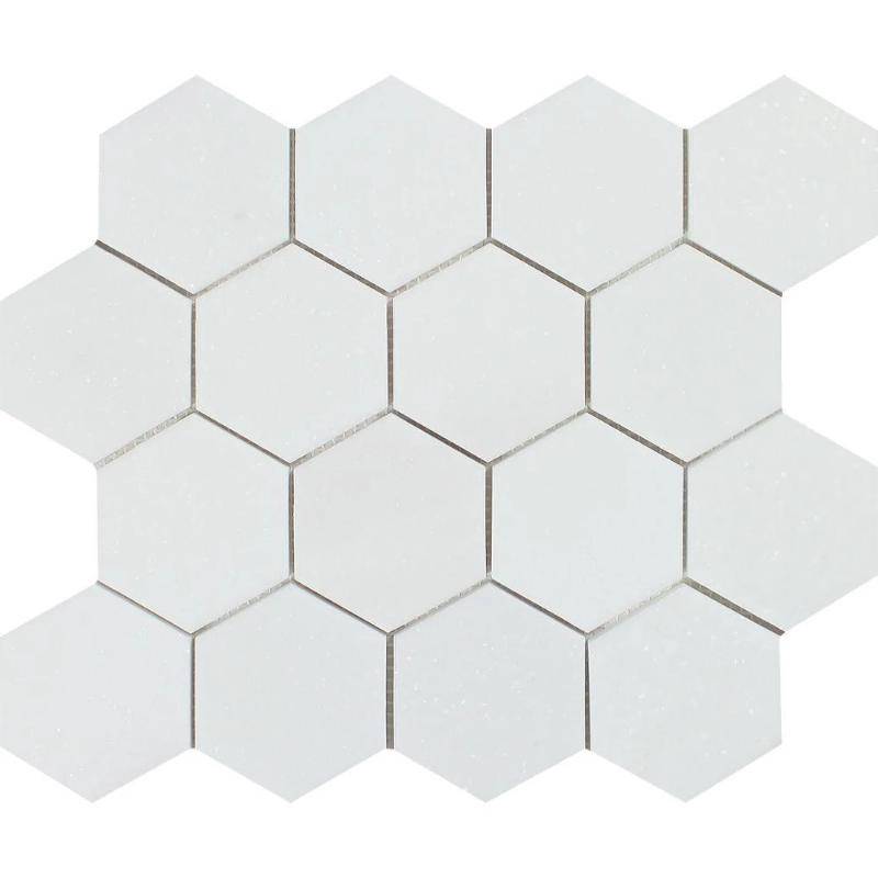 Thassos White Marble 3x3 Hexagon Honed Mosaic Tile - tilestate
