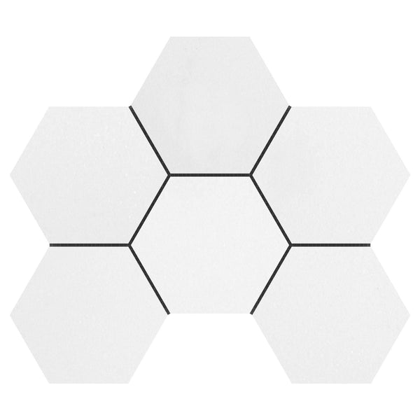 4x4 Thassos White Hexagon Polished Mosaic Tile For Tile Wall and Floor  (Kitchen Backsplash or Shower Wall and Floor) - tilestate