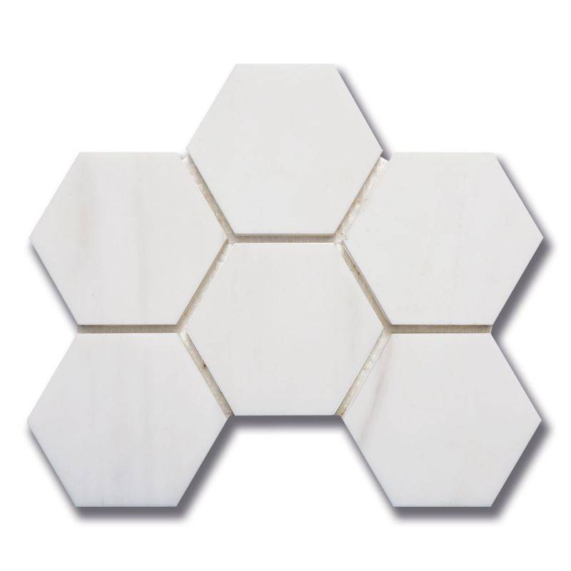 Dolomite Pearl Marble 4x4 Hexagon Polished Mosaic Tile - tilestate