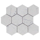 White Carrara Marble 4x4 Hexagon Polished Mosaic Tile - tilestate