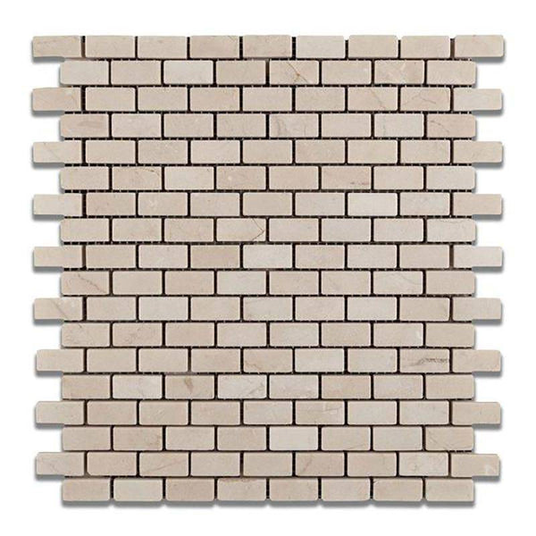 Crema Marfil Marble Polished Mini Brick Mosaic Tile - tilestate