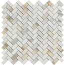 Calacatta Gold Marble Mini Herringbone Polished Mosaic Tile - tilestate