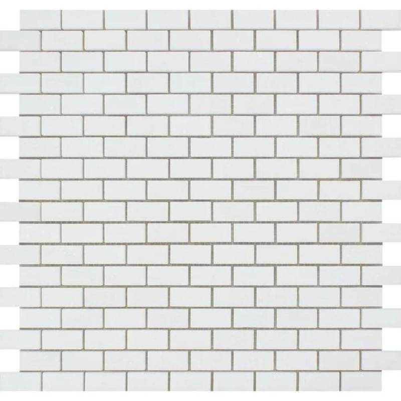 Thassos White Marble 5/8x1 1/4 Honed Mini Brick Mosaic Tile - tilestate