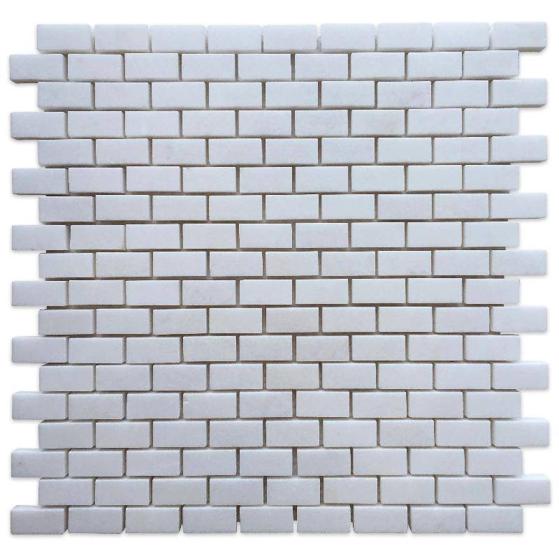 Thassos White Marble 5/8x1 1/4 Polished Mini Brick Mosaic Tile - tilestate