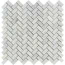White Carrara Marble 5/8x1 1/4 Herringbone Polished Mosaic Tile - tilestate