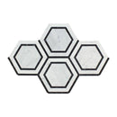 White Carrara Marble 5x5 Hexagon with Black Polished Mosaic Tile - tilestate