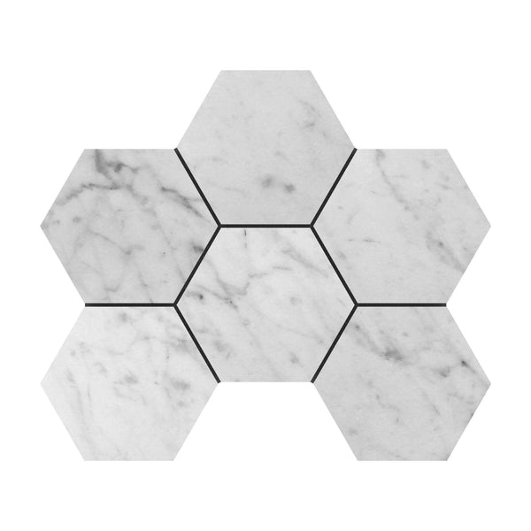 4x4 Bianco Carrara Hexagon Polished  For Kitchen Backsplash or Bathroom Wall and Flooring - tilestate