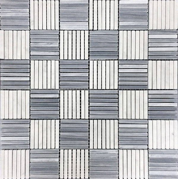 Seattle Madison Park Bardiglio Nuvolato / Bianco Carrara Mosaic Tile - tilestate
