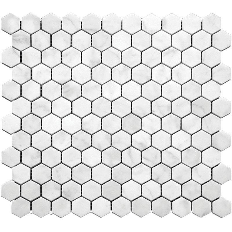 Marbella Carrara Hex 1x1 Honed Bianco Carrara Mosaic Tile - tilestate