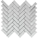 Marbella Carrara 1x3 Herringbone Polished Bianco Carrara Mosaic Tile - tilestate
