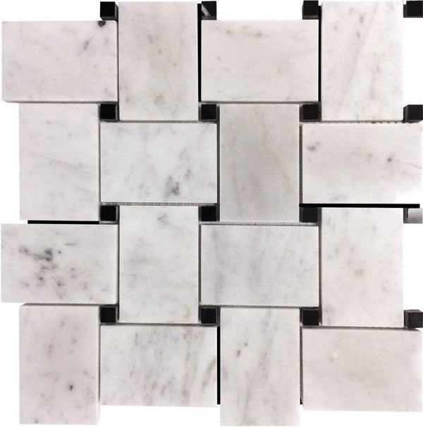 Marbella Old Town Nero Bianco Carrara / Eastern Black Mosaic Tile - tilestate