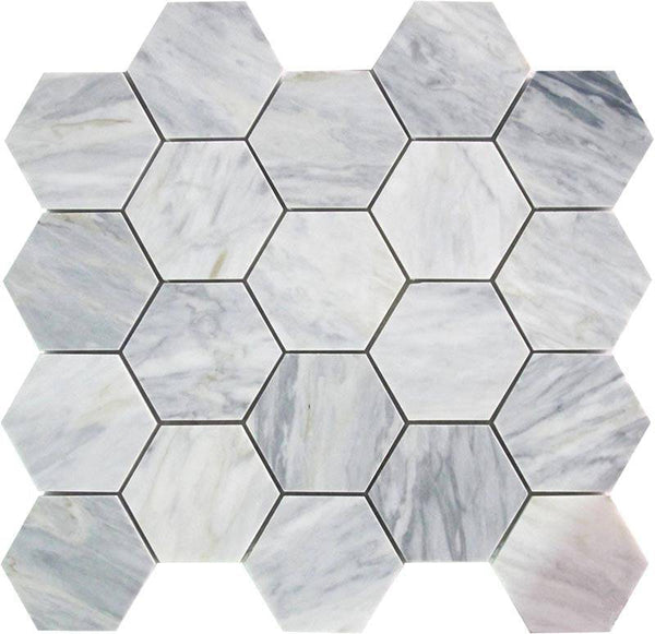 EMILIA Zibello Calacatta Bluette Mosaic Tile - tilestate