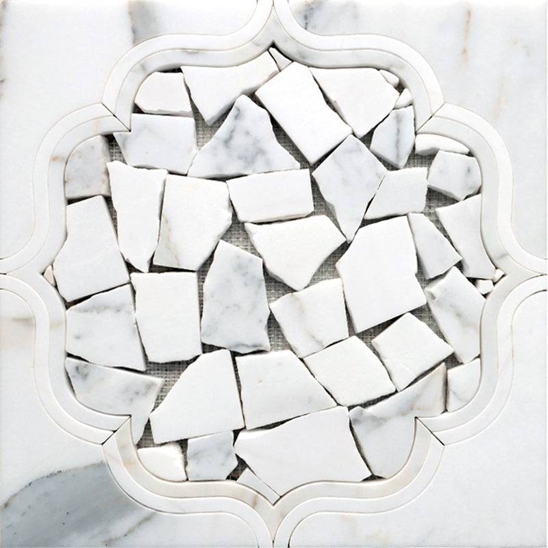 WATERJET CARNABY WHITE Calacatta Gold, Dolomite Mosaic Tile - tilestate