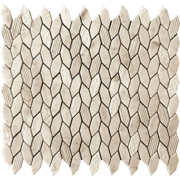Bali Leaf Crema Crema Marfil Mosaic Tile - tilestate