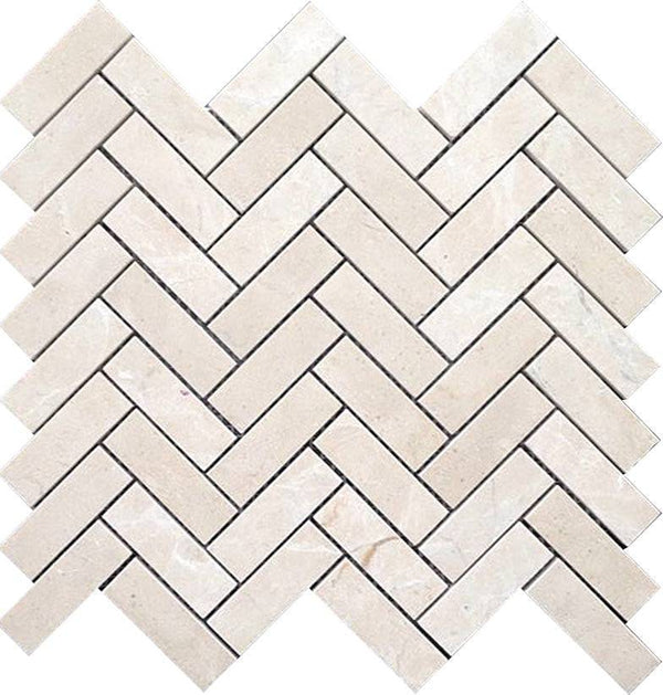 Valencia Crema 1x3 Herringbone Crema Marfil Polished Mosaic Tile - tilestate