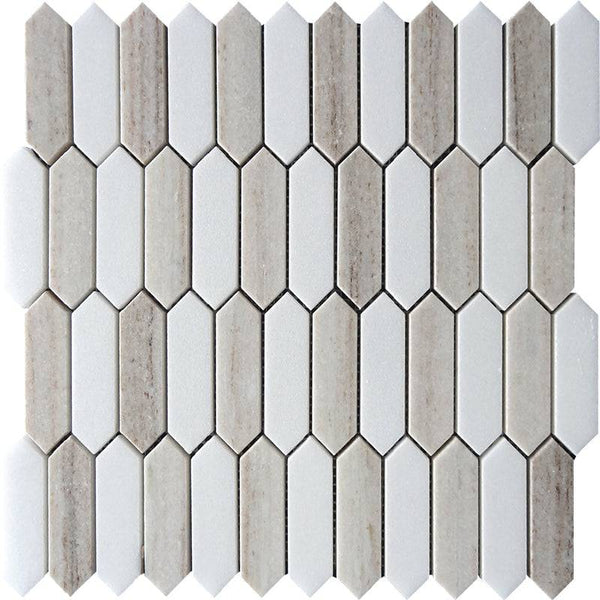 SAHARA TRIPOLI CRYSTAL SAND/Thassos white Mosaic Tile - tilestate