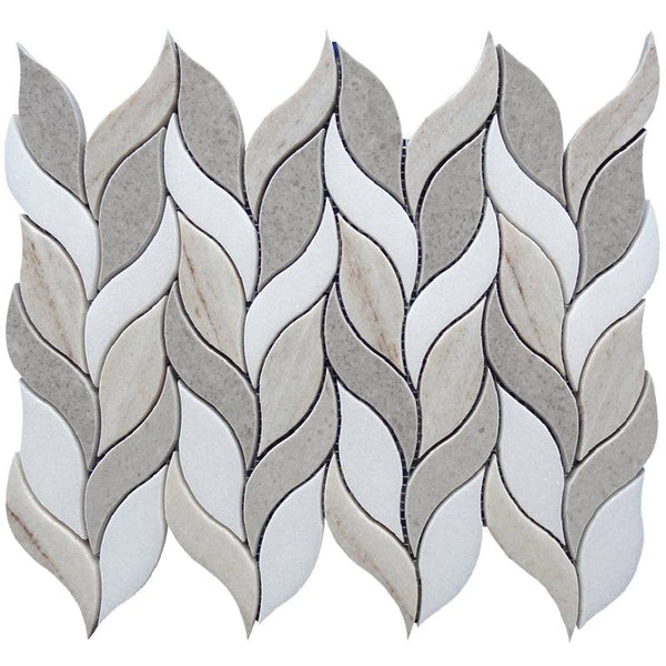 SAHARA BAHARIYA CRYSTAL SAND/Thassos white/Cinderella gray Mosaic Tile - tilestate