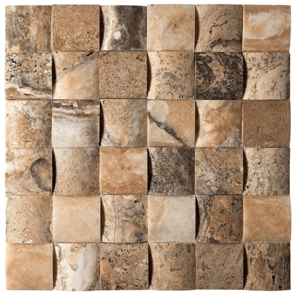 2x2 Antico Onyx Round-Faced (Arched/Wavy)Travertine Mosaic - tilestate