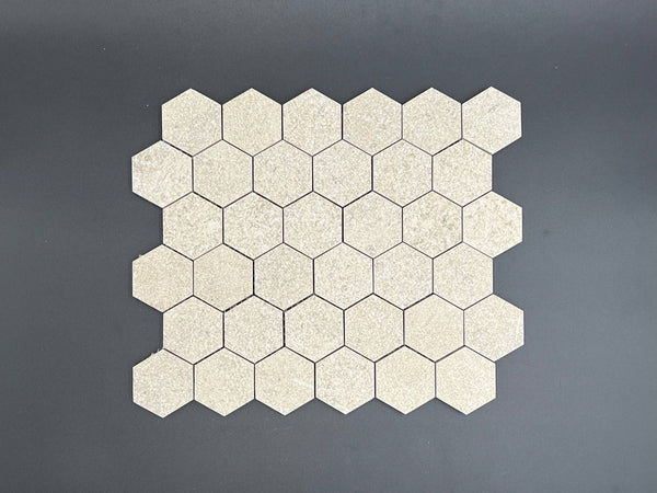 2x2 Chanteau Limestone Antique Hexagon Mosaic Tile For Kitchen Backsplash or Bathroom Wall and Flooring - tilestate