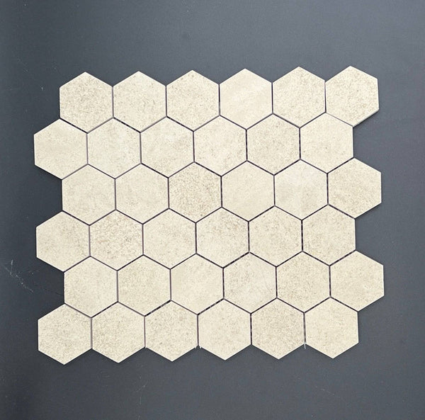 2x2 Golden Beach Hexagon Honed Limestone Mosaic Tile  For Kitchen Backsplash or Bathroom Wall and Flooring - tilestate