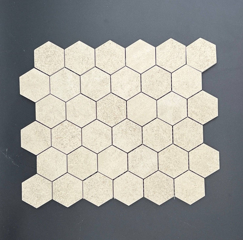 2x2 Golden Beach Hexagon Honed Limestone Mosaic Tile  For Kitchen Backsplash or Bathroom Wall and Flooring - tilestate