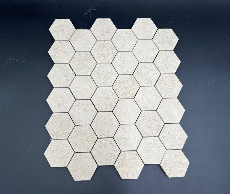 2x2 Golden Beach Hexagon Honed Limestone Mosaic Tile  For Kitchen Backsplash or Bathroom Wall and Flooring - tilestate