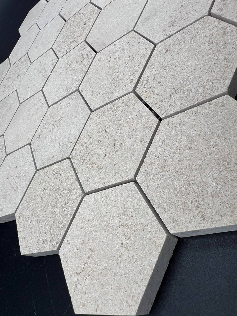 2x2 Golden Beach Hexagon Honed Limestone Mosaic Tile  For Kitchen Backsplash or Bathroom Wall and Flooring - tilestate