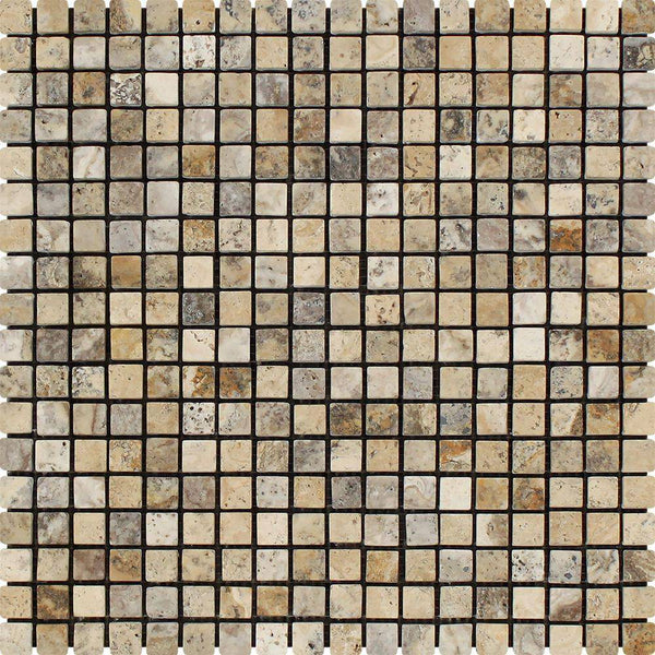 5/8x5/8 Tumbled Philadelphia Travertine Mosaic Tile For  Wall and Floor  Kitchen Backsplash or Shower Wall and Floor - tilestate