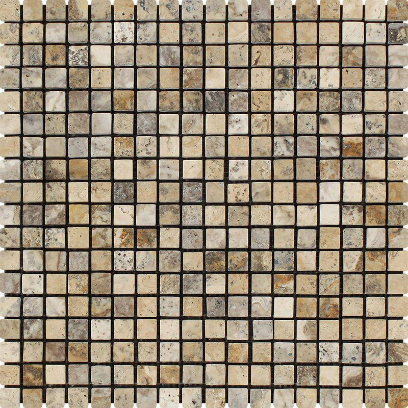 5/8x5/8 Tumbled Philadelphia Travertine Mosaic Tile For  Wall and Floor  Kitchen Backsplash or Shower Wall and Floor - tilestate