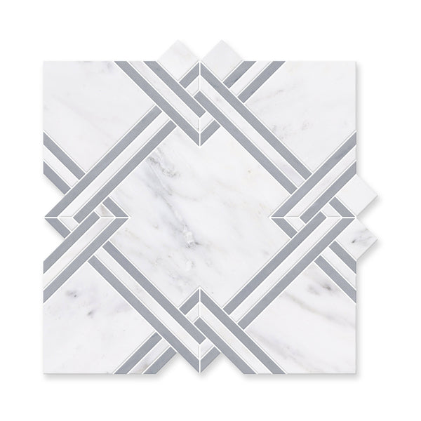 Asian Statuary Square With Gray Strap Polished For Kitchen Backsplash and Bathroom Wall or Bathroom Floor - tilestate