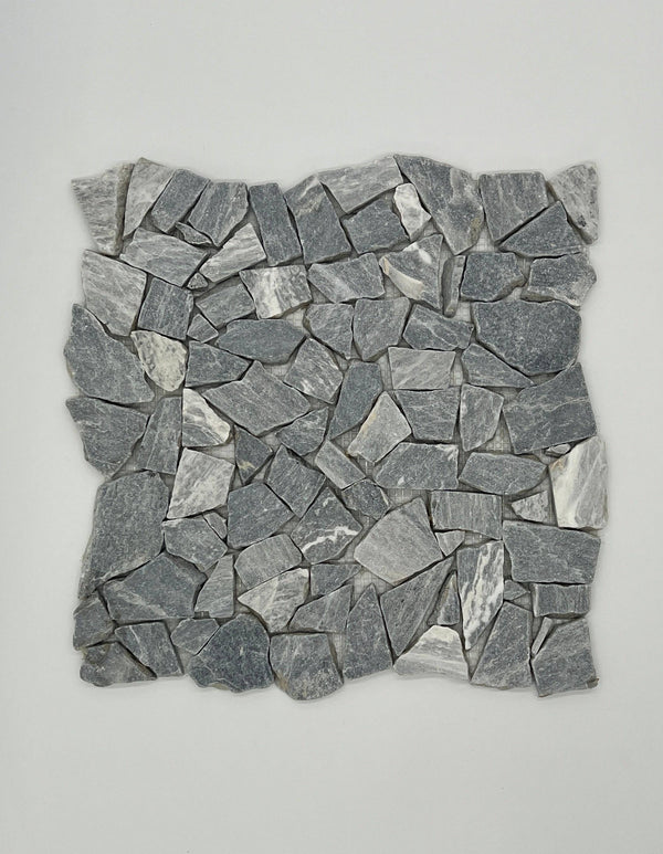 Bardiglio Marble Flat Pebble Broken Random Mosaic Tile - tilestate