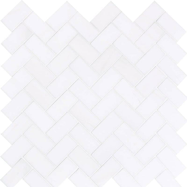 Bianco Lago Marble 1x2 Herringbone Honed Mosaic Tile - tilestate
