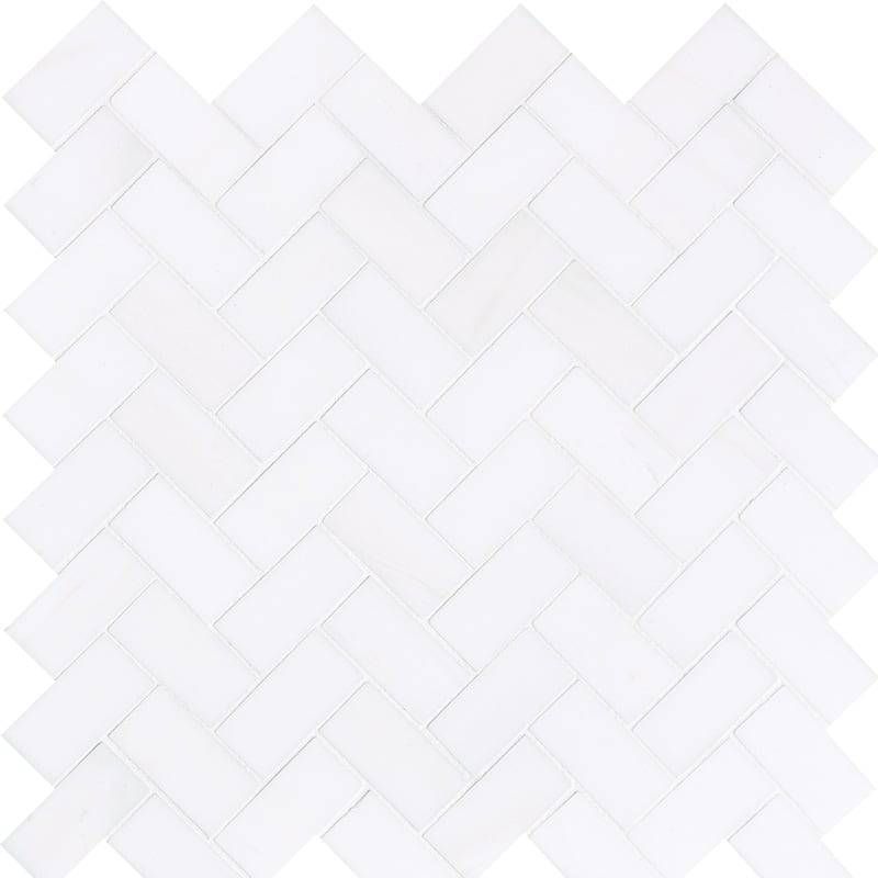 Bianco Lago Marble 1x2 Herringbone Honed Mosaic Tile - tilestate