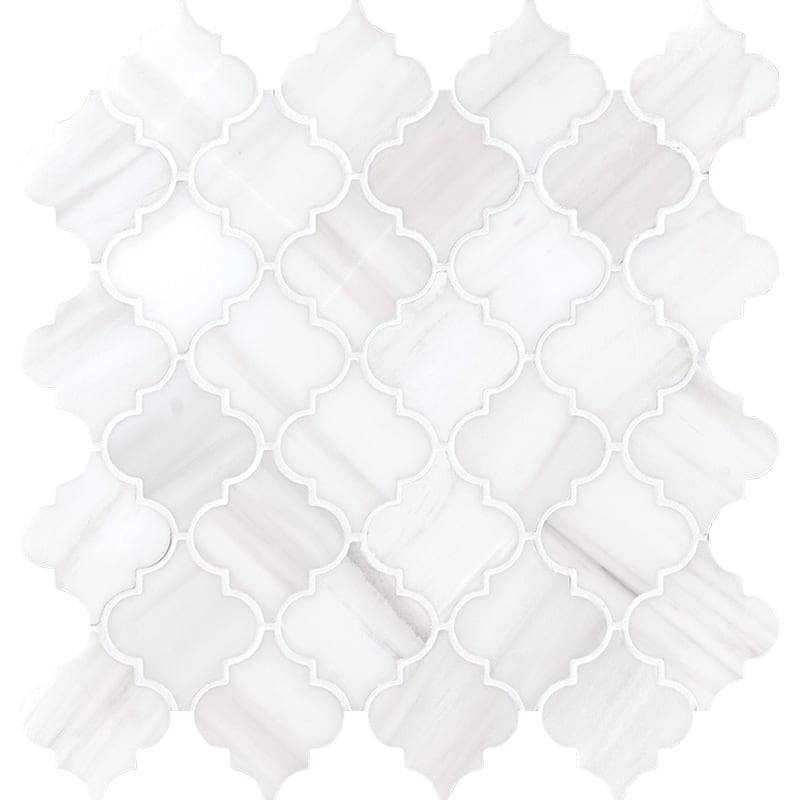 Bianco Lago Marble Lantern (Arabesque) Honed Mosaic Tile - tilestate