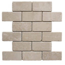 Botticino Beige Marble 2x4 Tumbled Mosaic Tile - tilestate