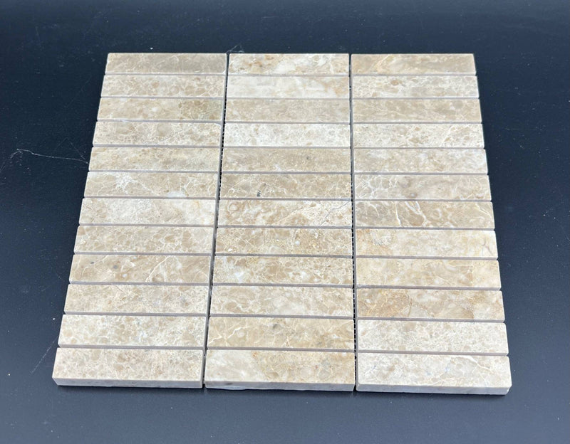 Cappucino Marble 1x4 Honed Brick Mosaic Tile - tilestate