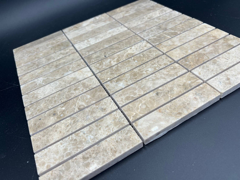 Cappucino Marble 1x4 Honed Brick Mosaic Tile - tilestate