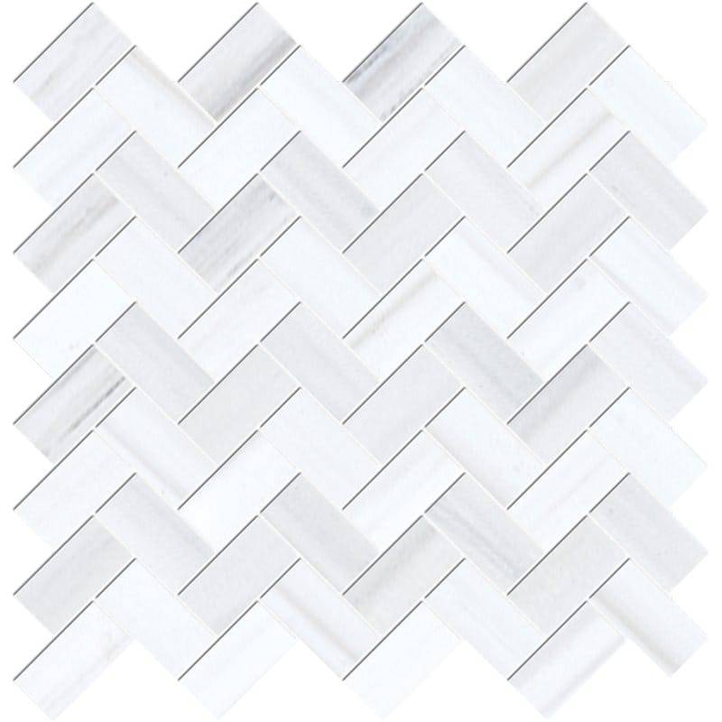 Dolomite Pearl Marble 1x2 Herringbone Polished Mosaic Tile - tilestate