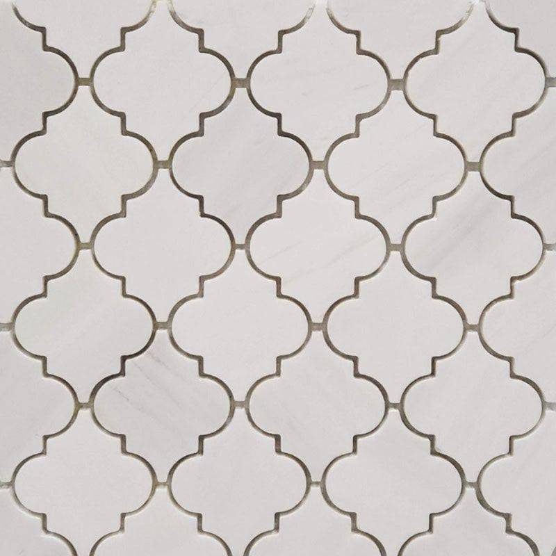 Dolomite Pearl Marble Lantern (Arabesque) Polished Mosaic Tile - tilestate