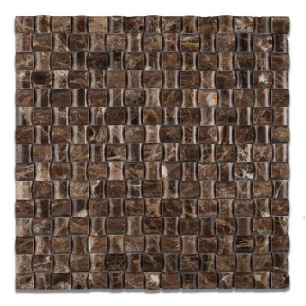 Emperador Dark Marble 3D Pillow Polished Mosaic Tile - tilestate