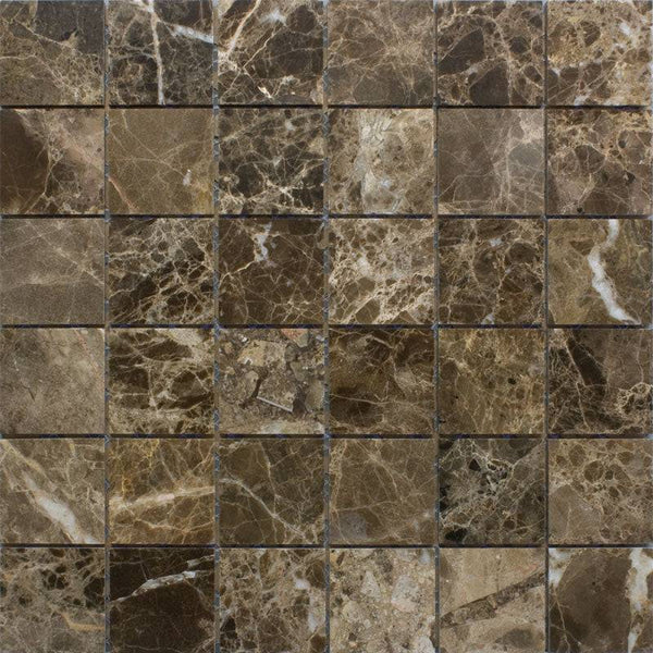 Emperador Dark Spanish Marble 2x2 Polished Mosaic Tile - tilestate