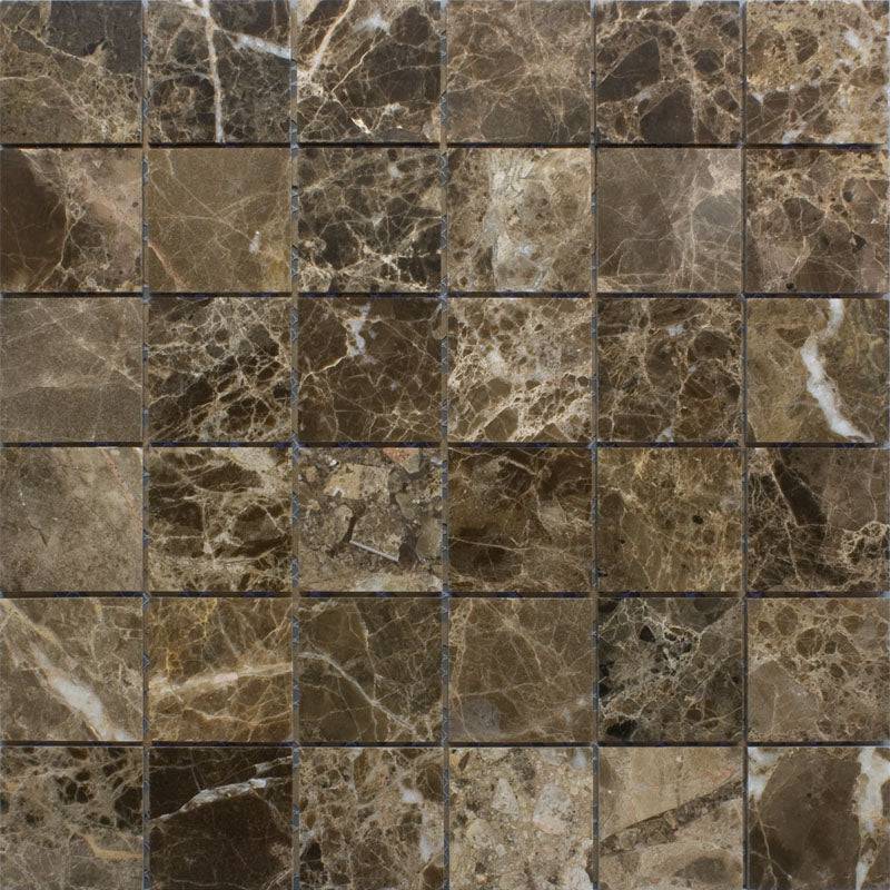 Emperador Dark Spanish Marble 2x2 Polished Mosaic Tile - tilestate