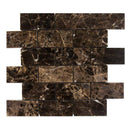 Emperador Dark Spanish Marble 2x4 Polished Mosaic Tile - tilestate