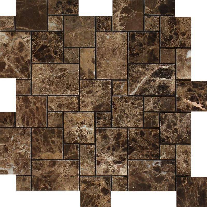 Emperador Dark Spanish Marble Mini Pattern Polished Mosaic Tile - tilestate