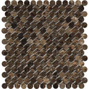 Emperador Dark Spanish Marble Penny Round Polished Mosaic Tile - tilestate