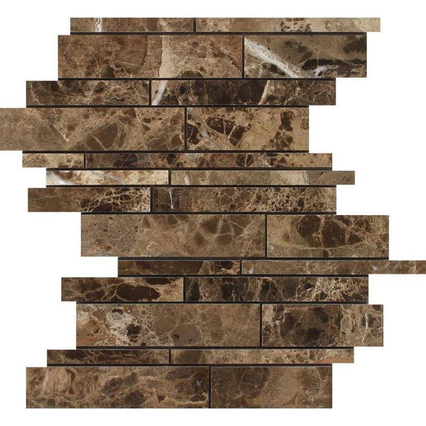 Emperador Dark Spanish Marble Random Insert Polished Mosaic Tile - tilestate