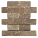 Emperador Light Spanish Marble 2x4 Tumbled Mosaic Tile - tilestate