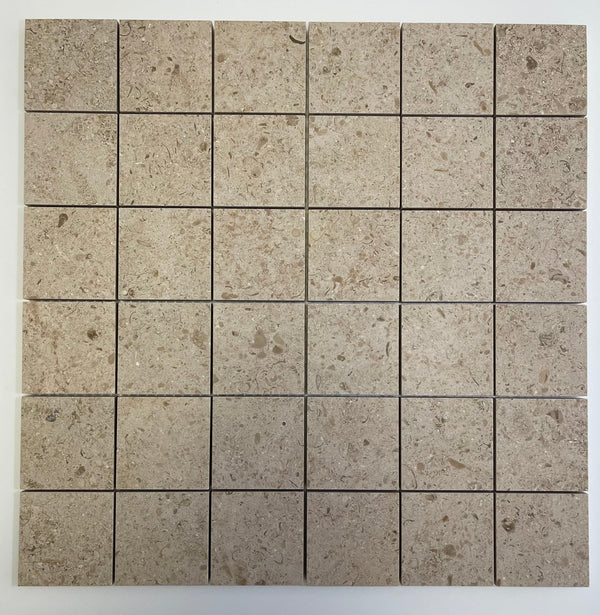 Gascogne Beige Limestone 2x2 Honed Mosaic Tile - tilestate