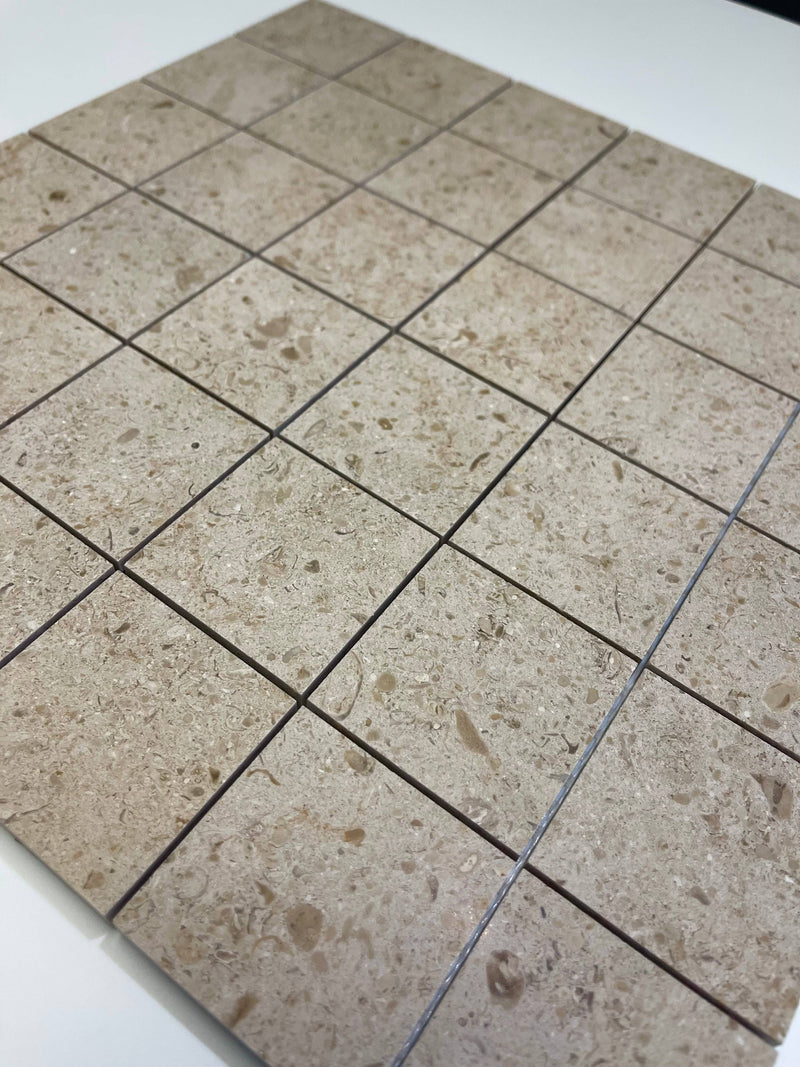 Gascogne Beige Limestone 2x2 Honed Mosaic Tile - tilestate