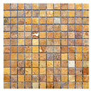 Gold Travertine 1x1 Tumbled Mosaic Tile - tilestate